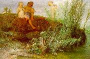 Arnold Bocklin Children Carving May Flutes oil painting reproduction